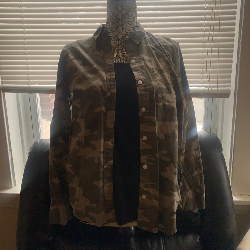 Camouflage button down shirt